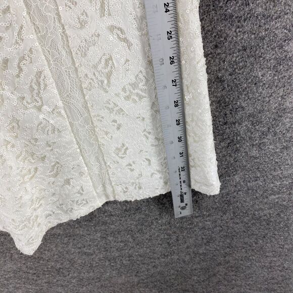 BCBGMaxazria Dress Women 6 White Sheath Midi Zipper V-Neck Sequin Lined Cotton - Picture 8 of 9